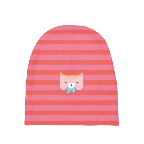 Baby Beanie_Horizontal Stripes Cool Cat Pink