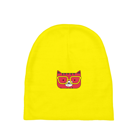 Baby Beanie_Solid Yellow Cool Cat Red