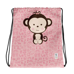 Drawstring Bag_My Everything Cheeky Monkey Pink