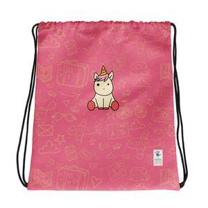 Drawstring Bag_See The World Unicorn Pink