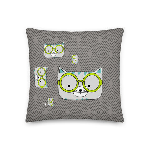 Premium Pillow_Diamonds Cool Cat Grey