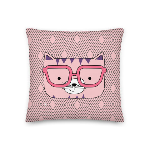 Premium Pillow_Diamonds Cool Cat Pink