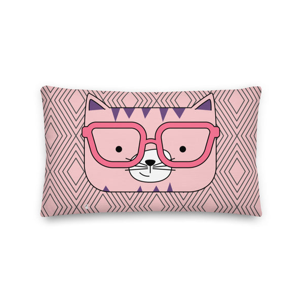 Premium Pillow_Diamonds Cool Cat Pink