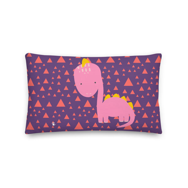Premium Pillow_Triangles & Dinos Purple Pink