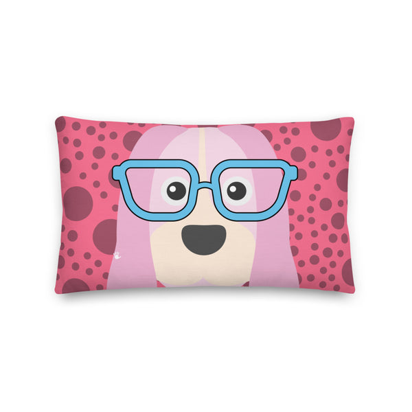 Premium Pillow_PolkaDots & Pups Pink