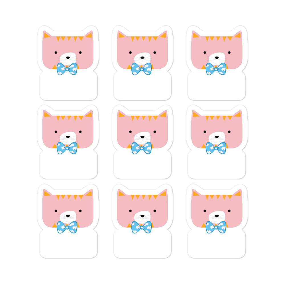 Stickers_Horizontal Stripes Cool Cat Pink