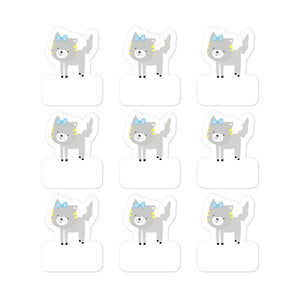 Stickers_Polka Dottie Silly Kitty Teal Grey