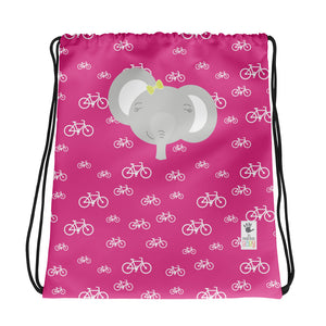 Drawstring Bag_My Bike Elephant Pink