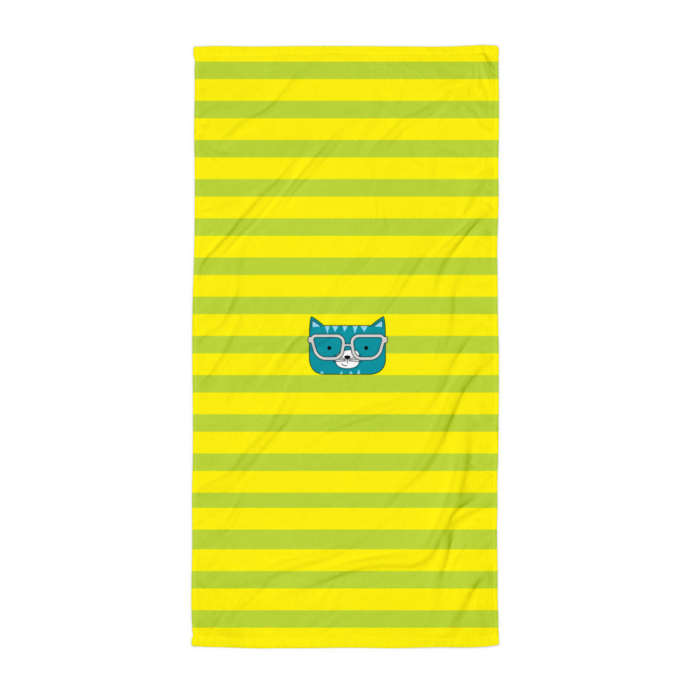 Towel_Stripes Cool Cat Green