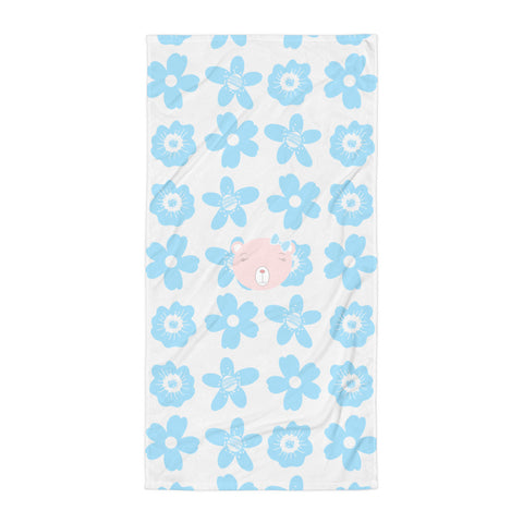 Towel_Flower Power Bear Blue Pink