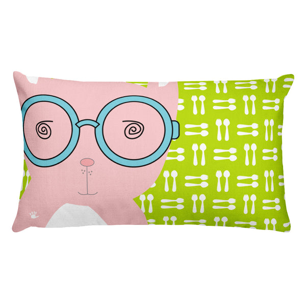 Premium Pillow_Hungry Funny Bunny Green