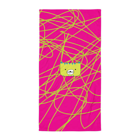 Towel_Scribbles Cool Cat Pink