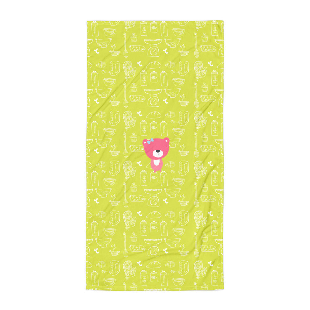 Towel_Baking Bear Green Pink