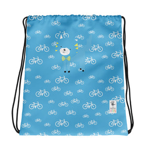 Drawstring Bag_My Bike Silly Kitty Blue