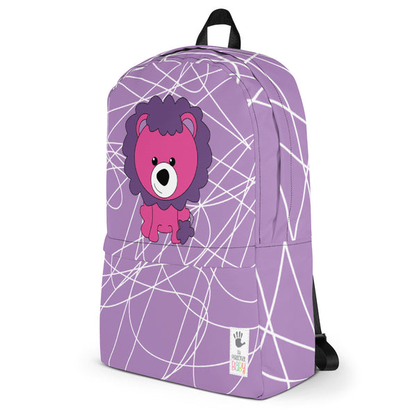 Backpack_Scribbles Lion Lion Purple