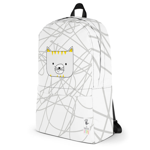 Backpack_Scribbles Cool Cat White