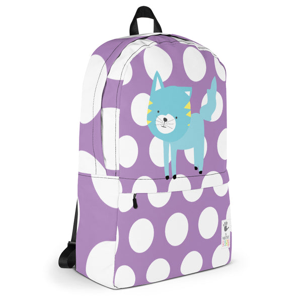 Backpack_Polka Dottie Silly Kitty Purple