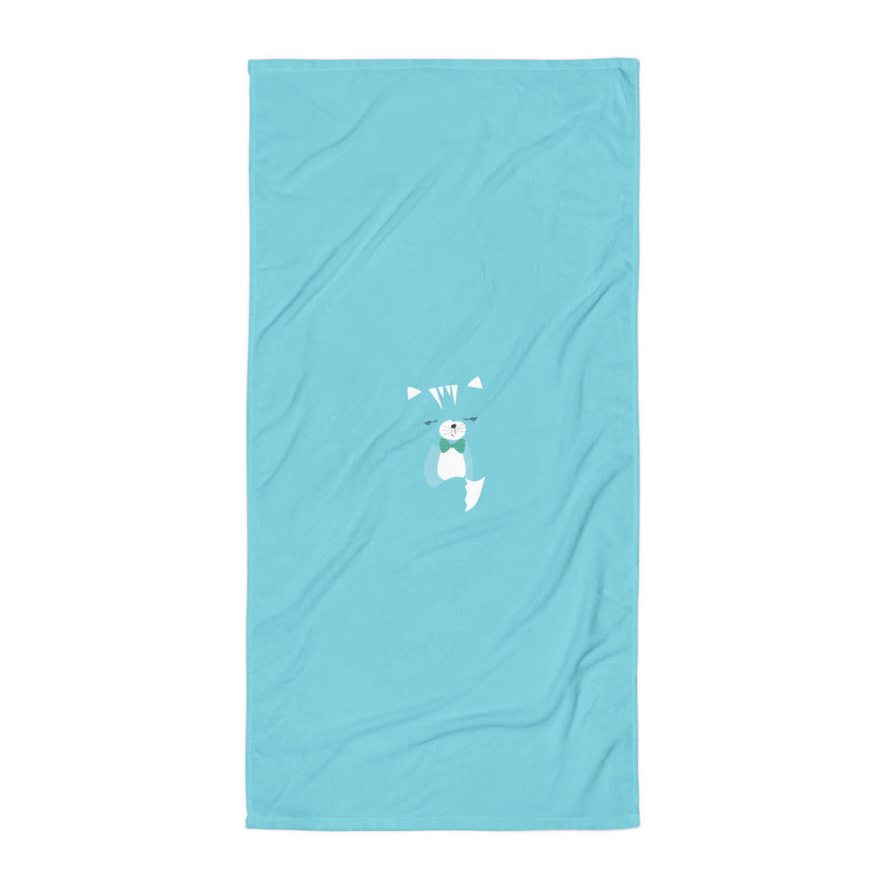 Towel_Hidden Kitten Blue