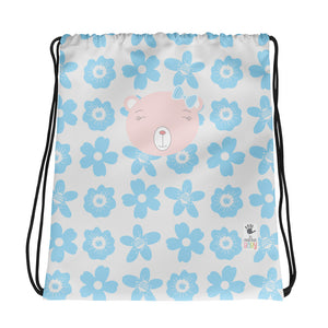 Drawstring Bag_Flower Power Bear Blue Pink