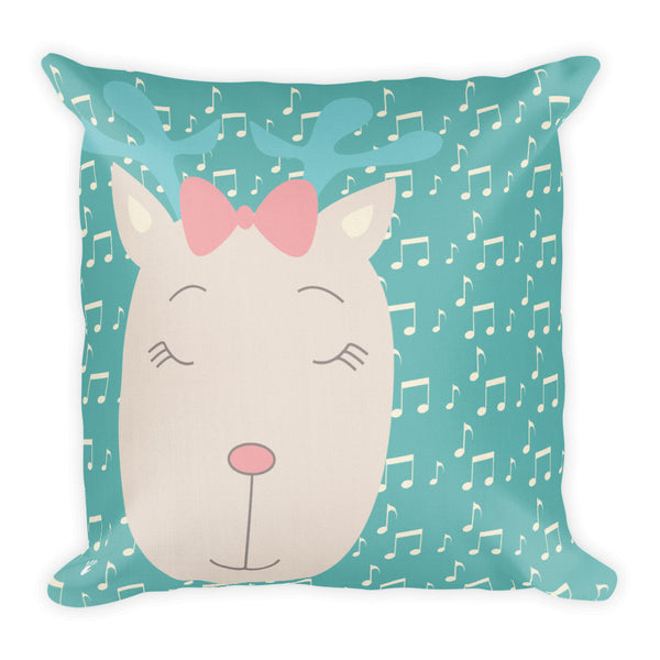 Premium Pillow_Music Notes Deer Turquoise