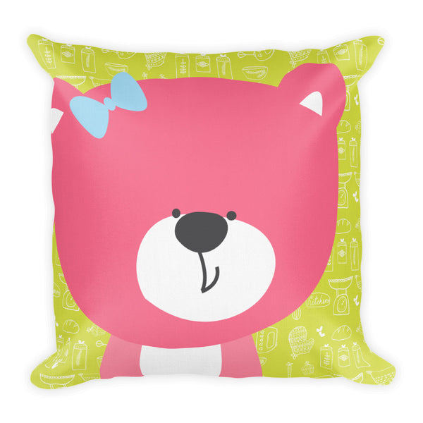 Premium Pillow_Baking Bear Green Pink