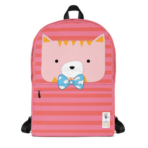 Backpack_Horizontal Stripes Cool Cat Pink