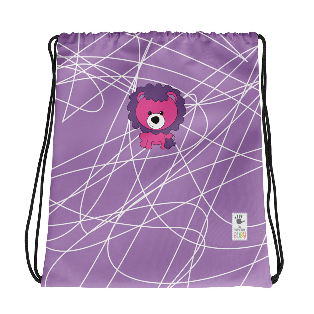 Drawstring Bag_Scribbles Lion Lion Purple