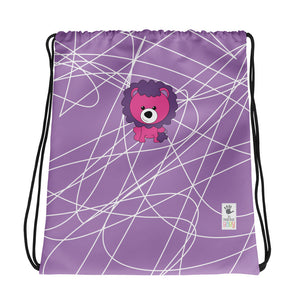 Drawstring Bag_Scribbles Lion Lion Purple
