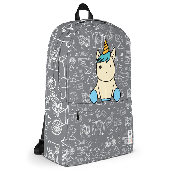 Backpack_See The World Unicorn Grey Blue