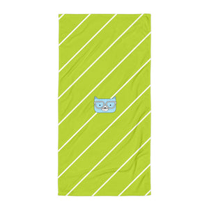 Towel_Diagonal Stripes Cool Cat Green