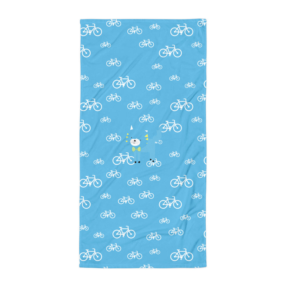 Towel_My Bike Silly Kitty Blue