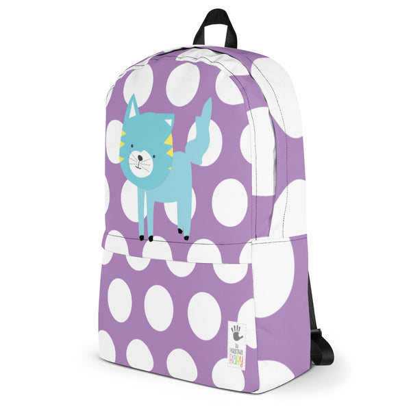 Backpack_Polka Dottie Silly Kitty Purple
