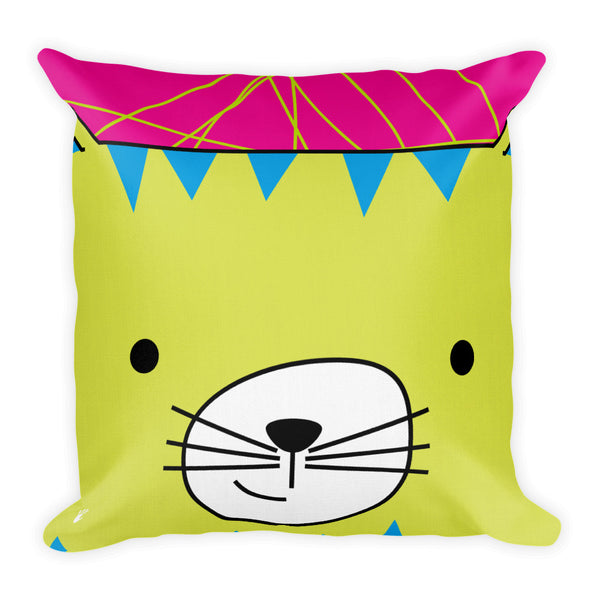 Premium Pillow_Scribbles Cool Cat Pink