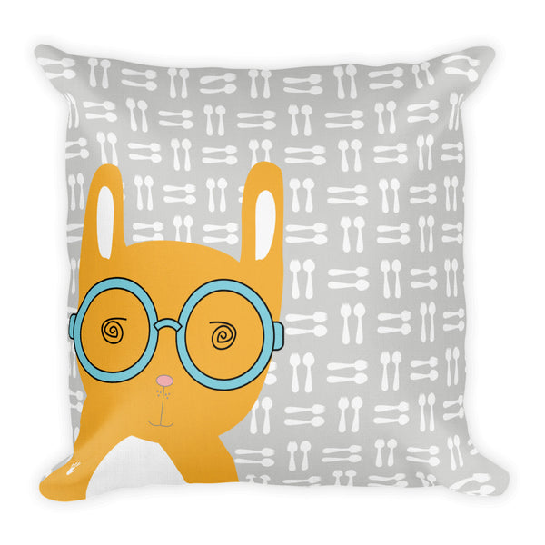 Premium Pillow_Hungry Funny Bunny Grey