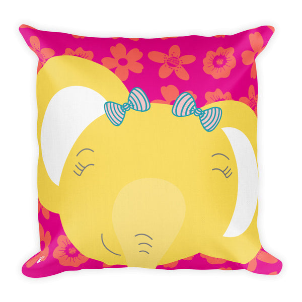 Premium Pillow_Flower Power Elephant Pink