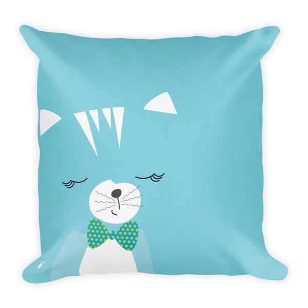 Premium Pillow_Solid Blue Hidden Kitten