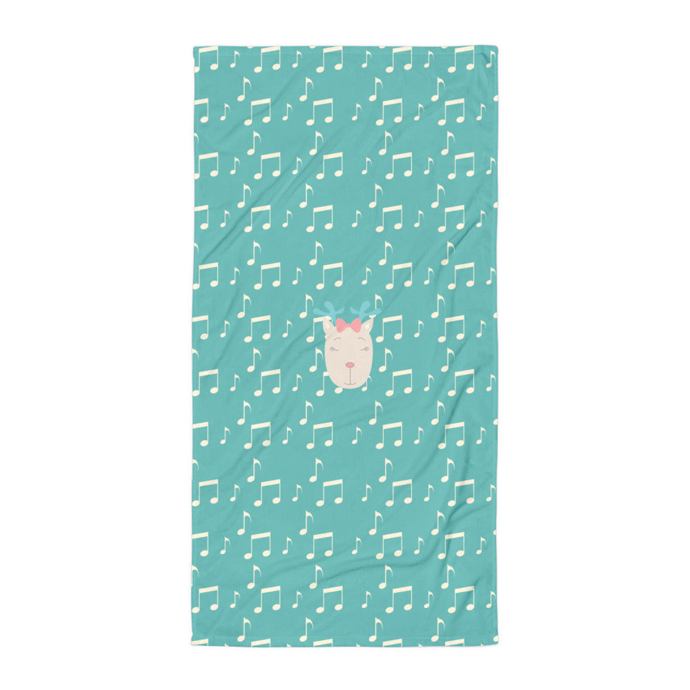 Towel_Music Notes Deer Turquoise