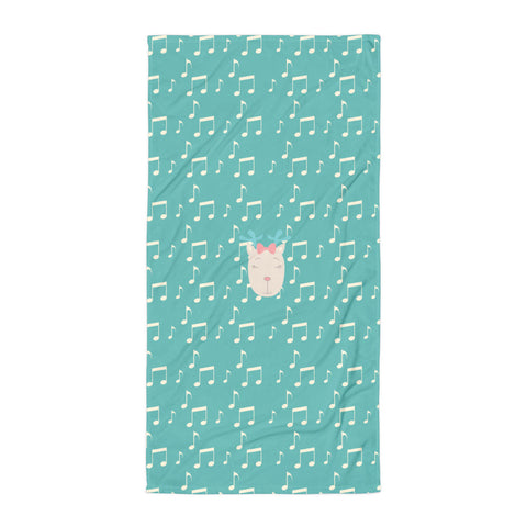 Towel_Music Notes Deer Turquoise