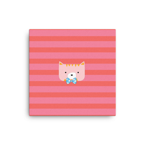 Canvas_Horizontal Stripes Cool Cat Pink