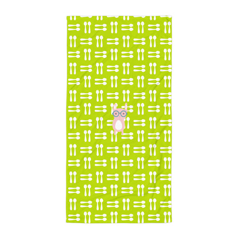 Towel_Hungry Funny Bunny Green