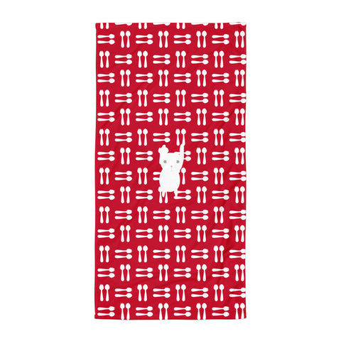 Towel_Hungry Funny Bunny Red