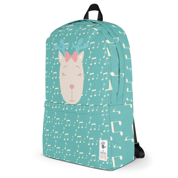 Backpack_Music Notes Deer Turquoise