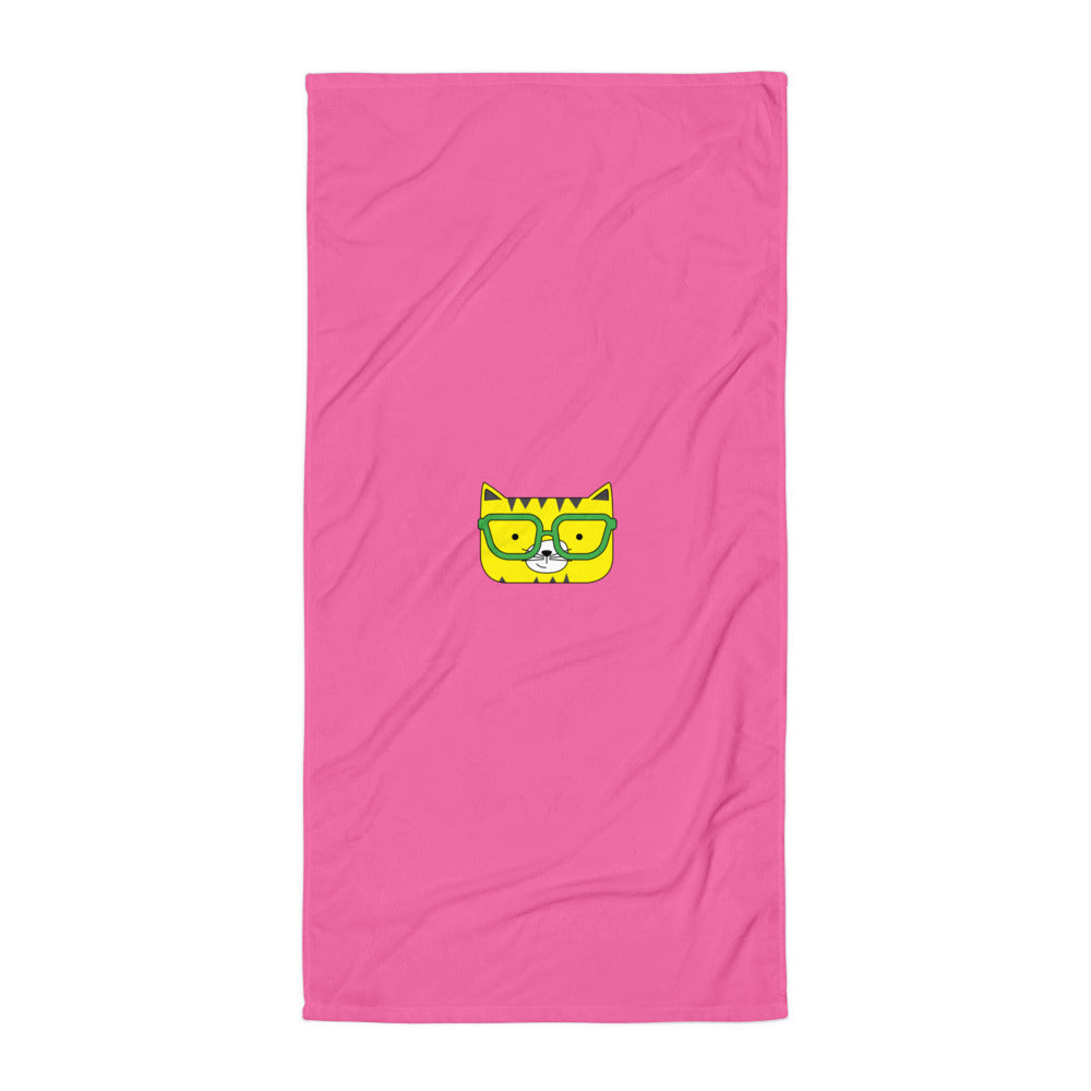 Towel_Solid Pink Cool Cat