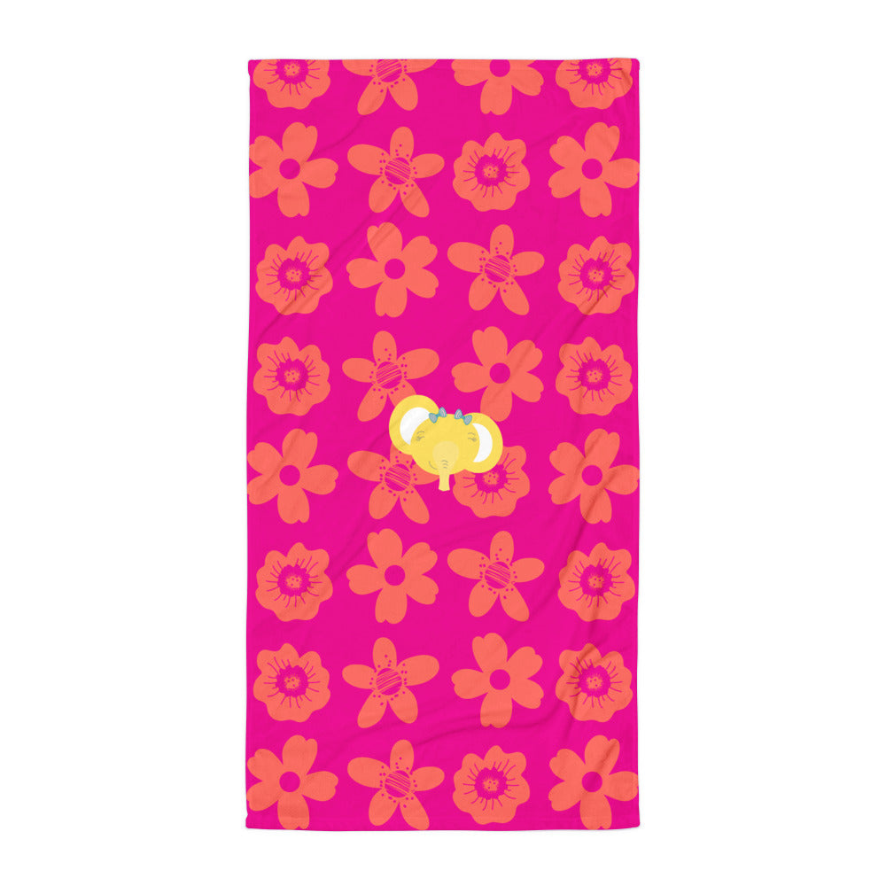 Towel_Flower Power Elephant Pink
