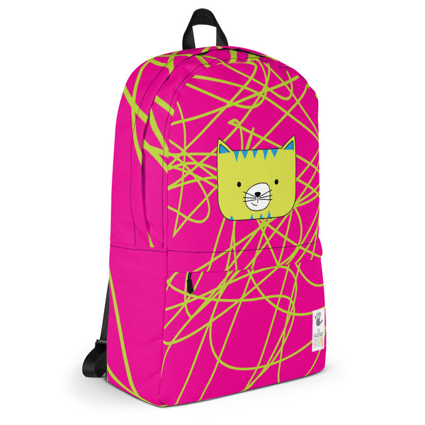 Backpack_Scribbles Cool Cat Pink