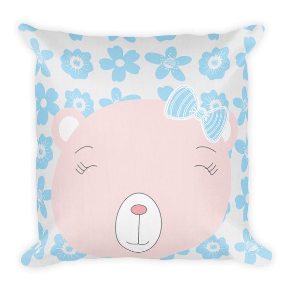 Premium Pillow_Flower Power Bear Blue Pink