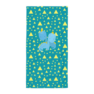 Towel_Triangles & Dinos Teal Blue