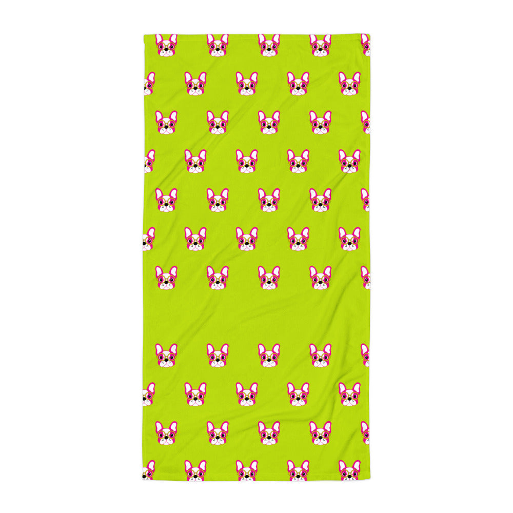 Towel_Little FB Pup Green Pink